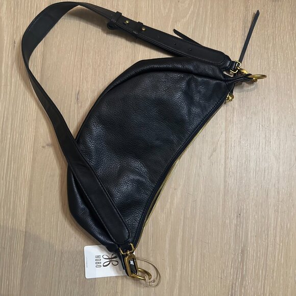 HOBO Knox Sling Bag Crossbody Purse Pebbled Leather Classic Travel Black - Picture 11 of 11